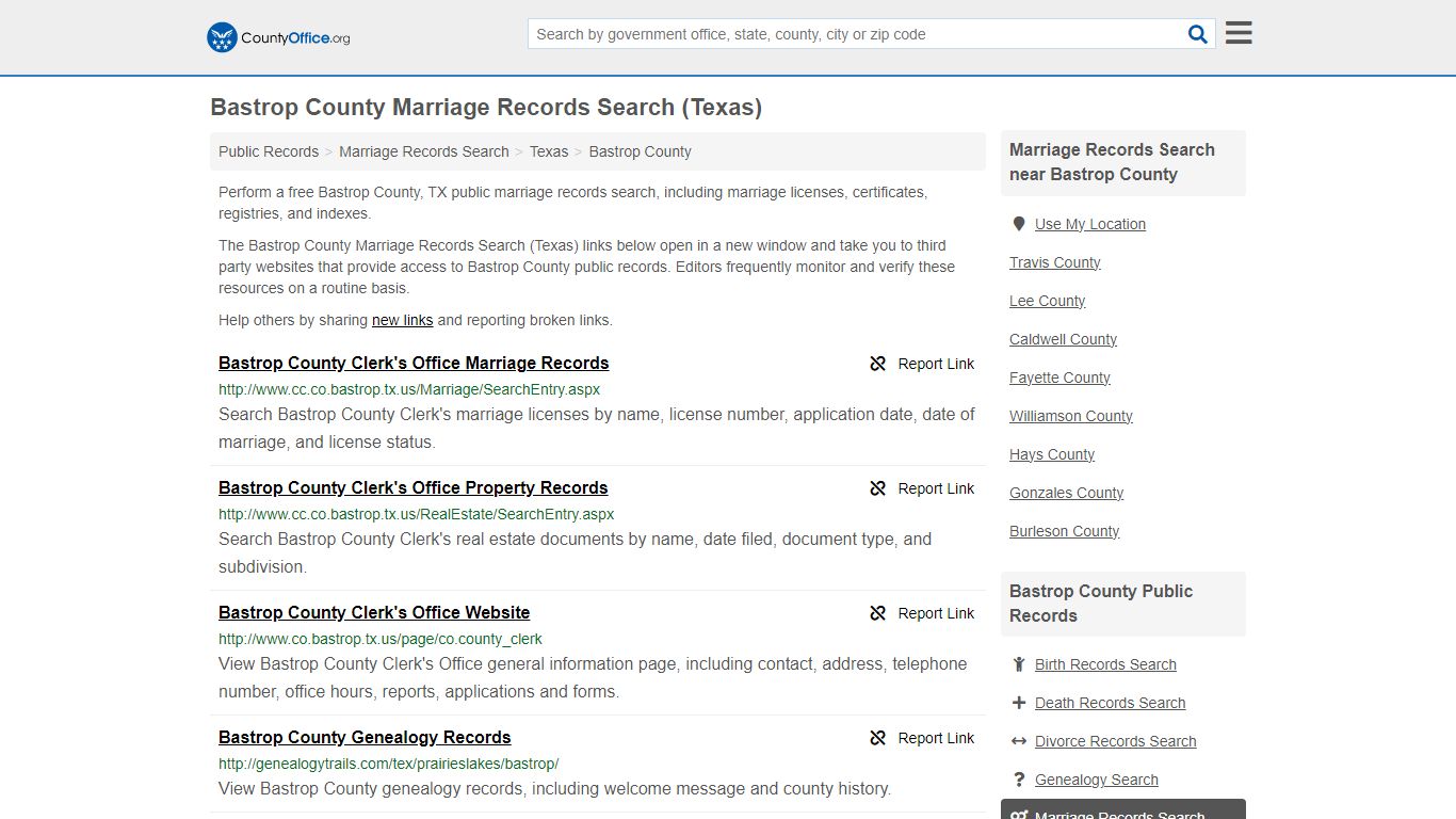 Bastrop County Marriage Records Search (Texas) - County Office